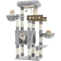 Kratzbaum Groß für Innenbereich, 135 cm Hellgrau