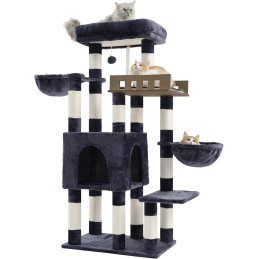 Kratzbaum Groß für Innenbereich, 135 cm Rauchgrau