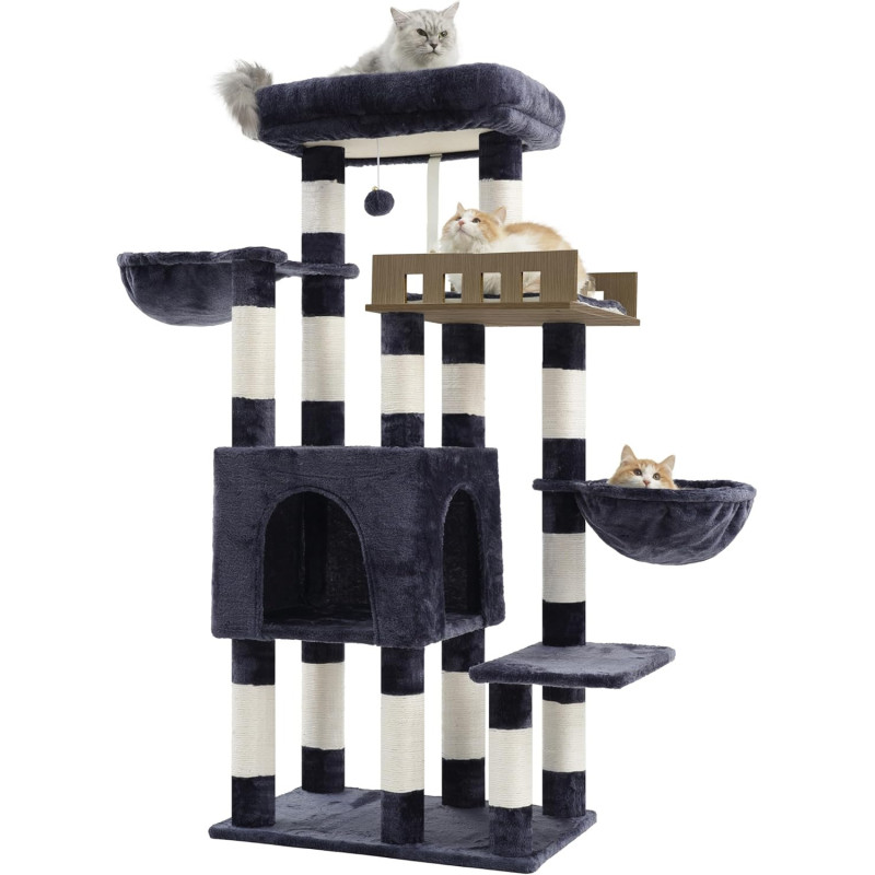 Kratzbaum Groß für Innenbereich, 135 cm Rauchgrau