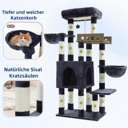 Kratzbaum Groß für Innenbereich, 135 cm Rauchgrau