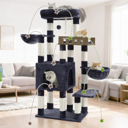 Kratzbaum Groß für Innenbereich, 135 cm Rauchgrau