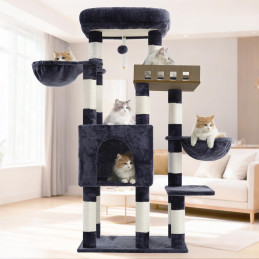 Kratzbaum Groß für Innenbereich, 135 cm Rauchgrau