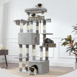 Kratzbaum Groß für Innenbereich, 135 cm Hellgrau