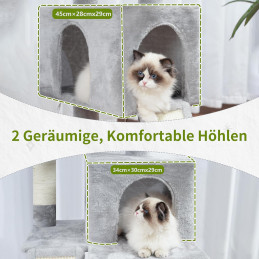 Kratzbaum, Katzenbaum für Innenbereich, 180cm Hellgrau