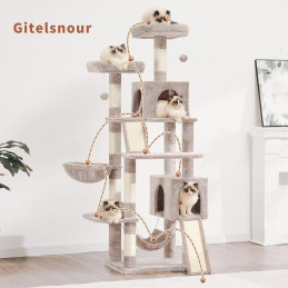 Kratzbaum, Katzenbaum für Innenbereich, 180cm Marrone