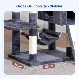 Kratzbaum, Katzenbaum für Innenbereich, 180cm Rauchgrau