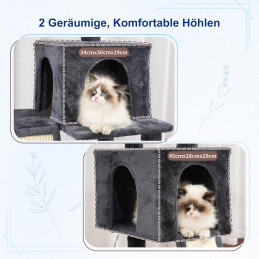 Kratzbaum, Katzenbaum für Innenbereich, 180cm Rauchgrau