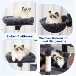 Kratzbaum, Katzenbaum für Innenbereich, 180cm Rauchgrau