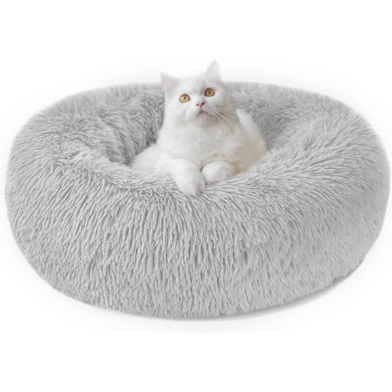 Nepfaivy Katzenbett od. Hundebett Flauschig Rund in grau