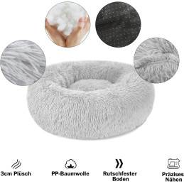 Nepfaivy Katzenbett od. Hundebett Flauschig Rund in grau