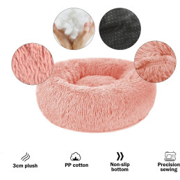 Nepfaivy Katzenbett od. Hundebett Flauschig Rund in rosa