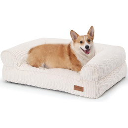 FUKUMARU Katzensofa Bett, Corduroy Gemütliches Katzenbett creme