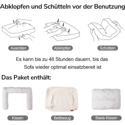 FUKUMARU Katzensofa Bett, Corduroy Gemütliches Katzenbett creme