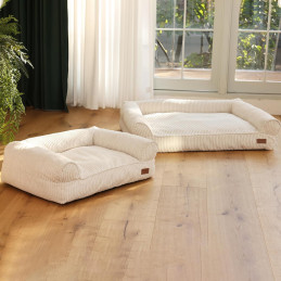 FUKUMARU Katzensofa Bett, Corduroy Gemütliches Katzenbett creme