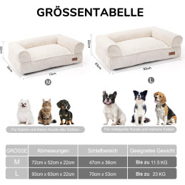 FUKUMARU Katzensofa Bett, Corduroy Gemütliches Katzenbett creme